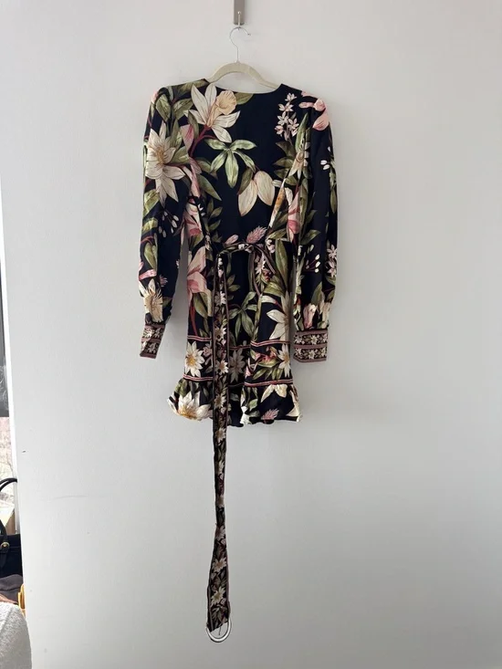 FARM RIO Belted Floral Mini Dress M - Picture 5 of 5